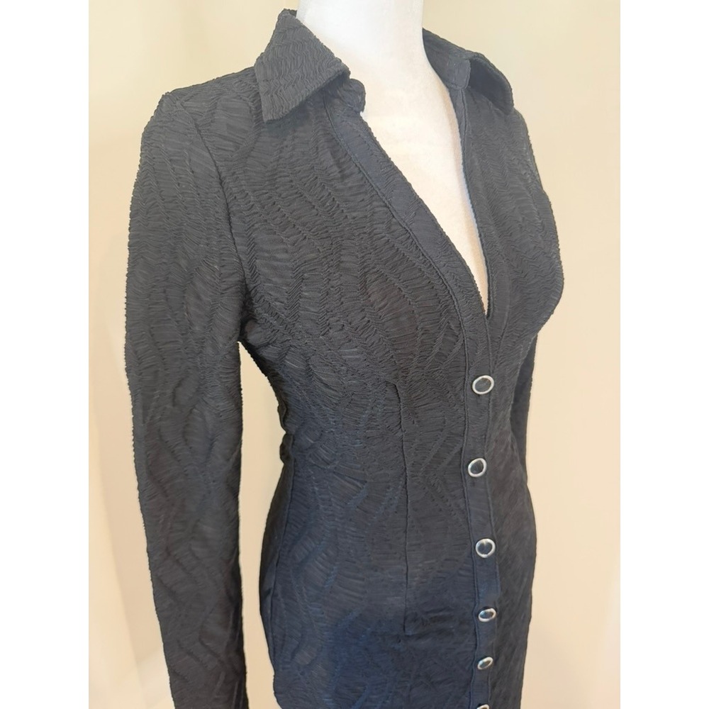 The Sang Long-sleeve NWT Midi Dress, Stretch, Black, Full Button Down Front S - Picture 3 of 8